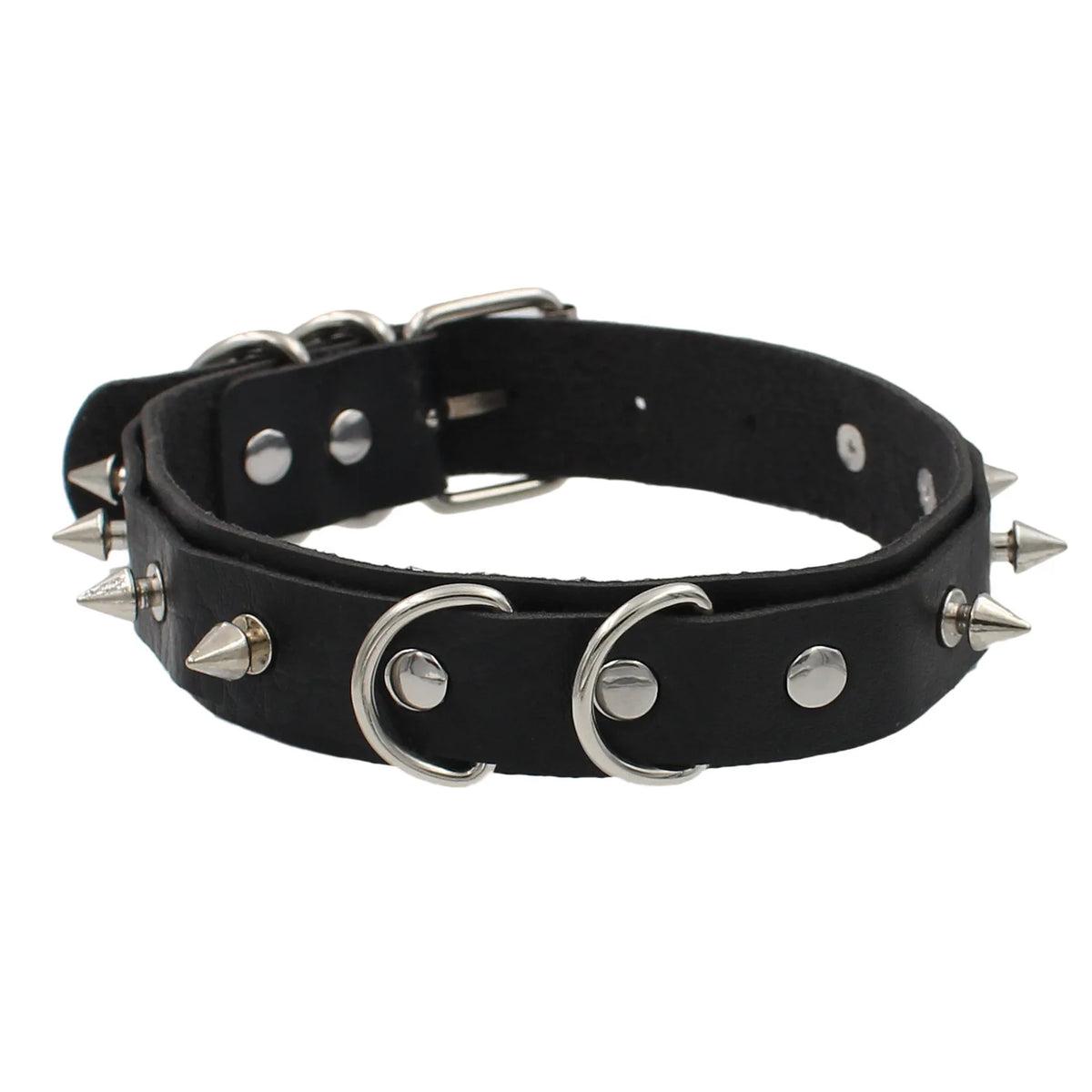 Black Gothic Heart Lock Spike Choker Necklace
