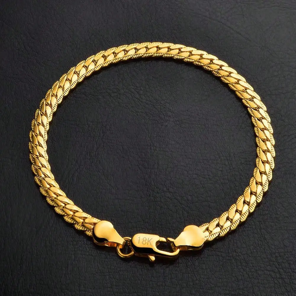 Gold Plated 925 Silver Side Chain Bracelet