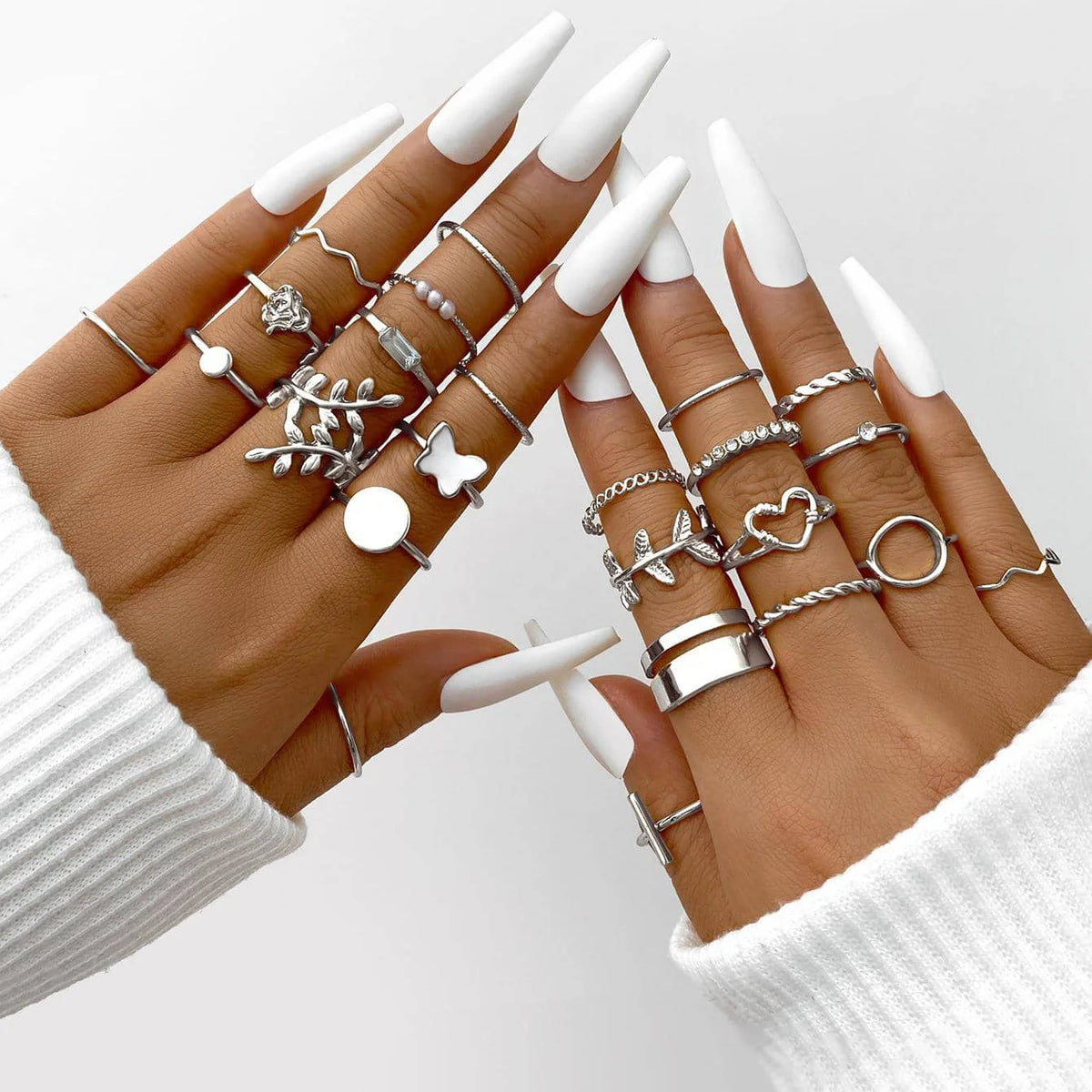 Vintage Gold Heart & Butterfly Ring Set