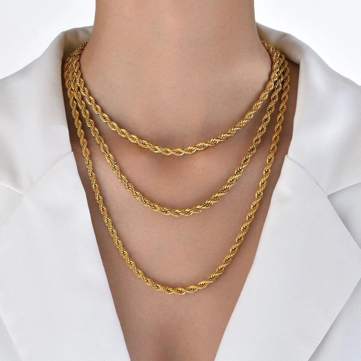 Vnox Dainty Gold Rope Chain Necklace