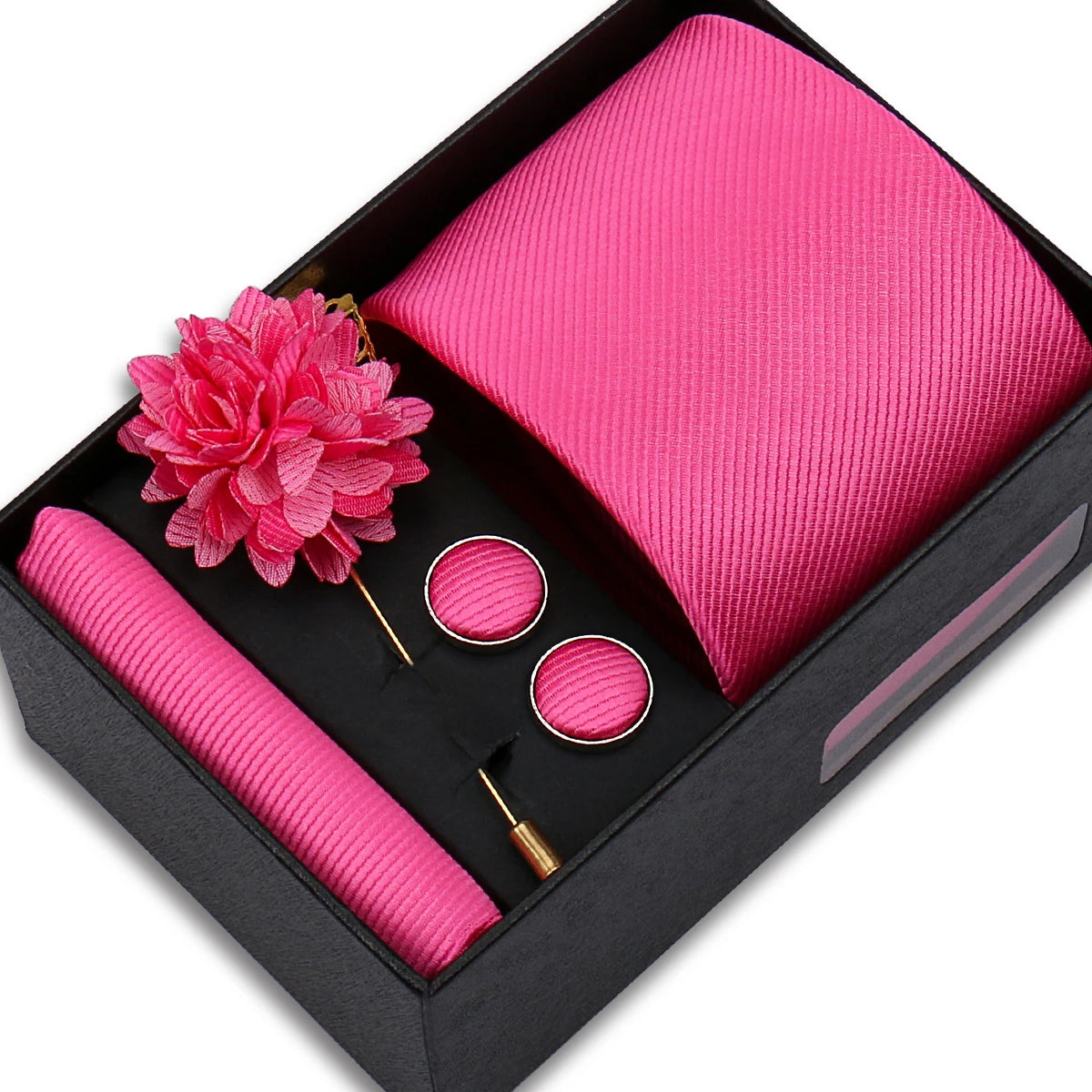 Men’s Solid Color Tie & Accessories Set