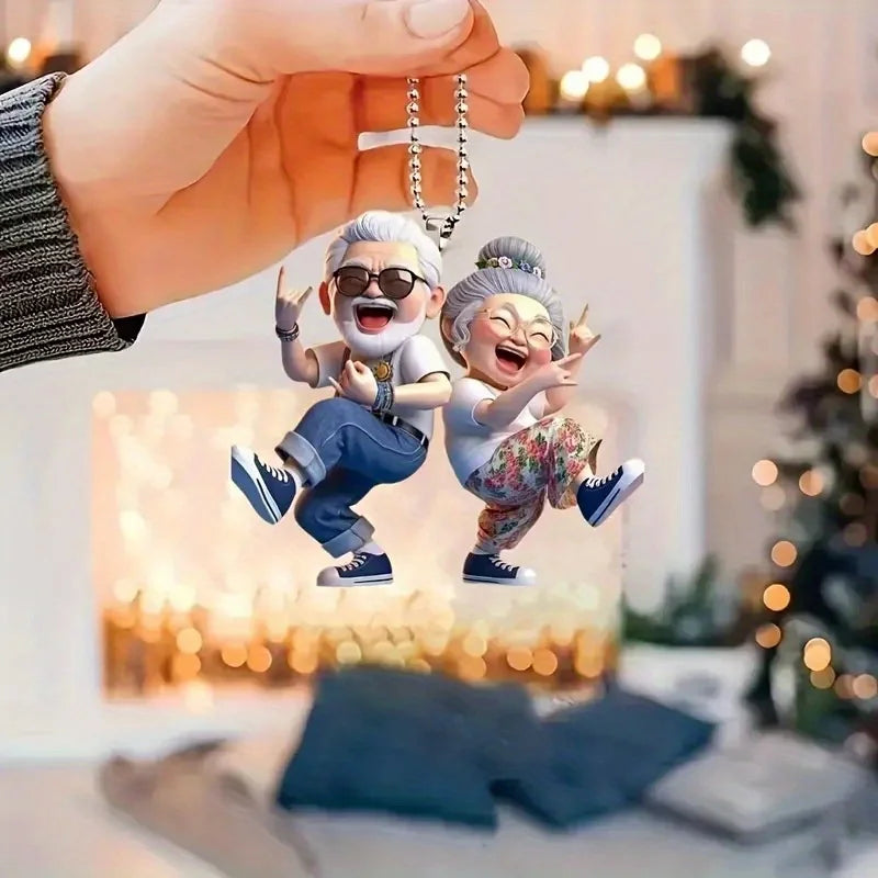 Elderly Couple Acrylic Pendant