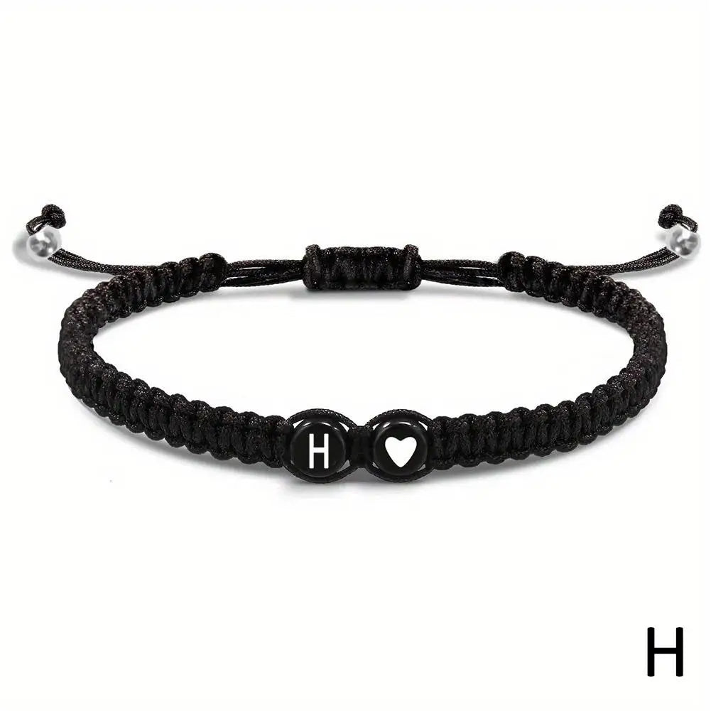 Initial Heart Bracelet – Adjustable A-Z Design for Men & Women