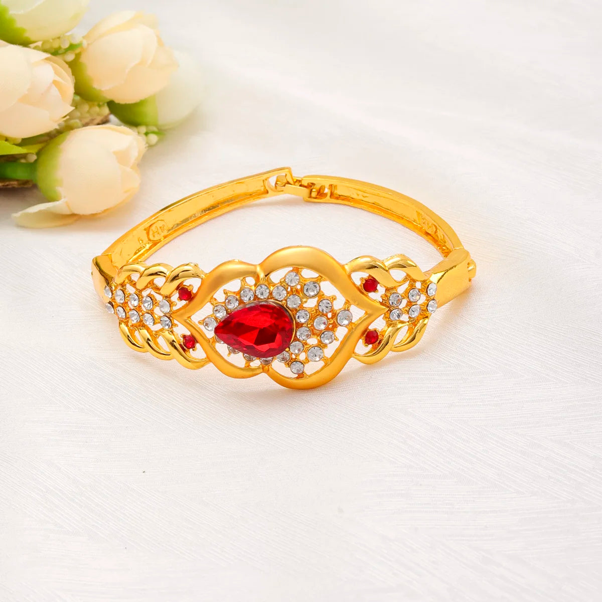 Gold Plated Zircon Necklace & Earrings Set