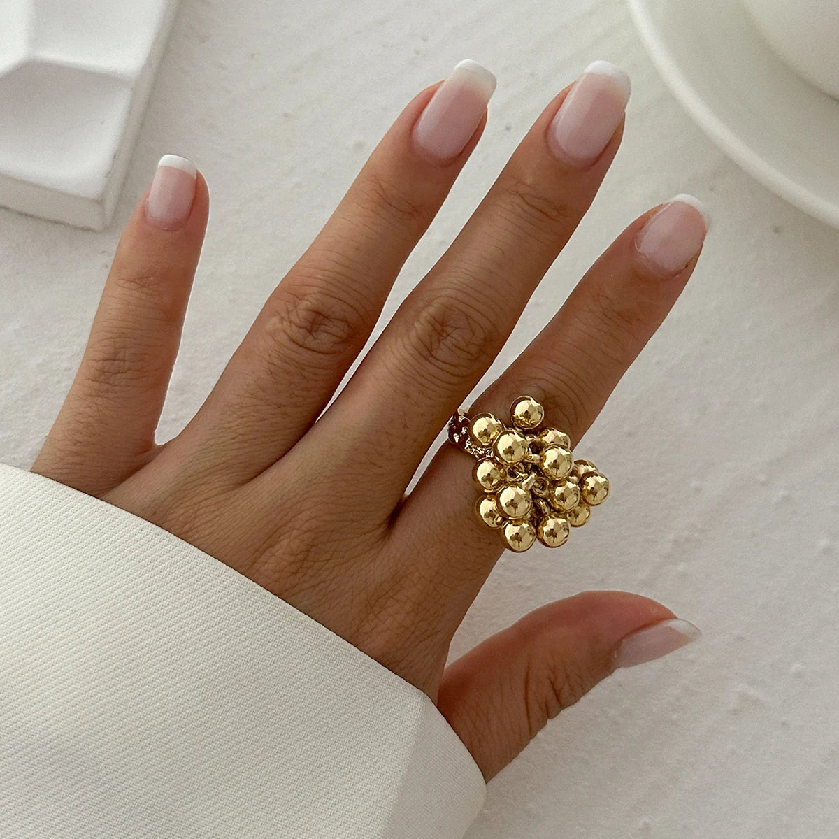 Irregular Punk Small Ball Open Ring