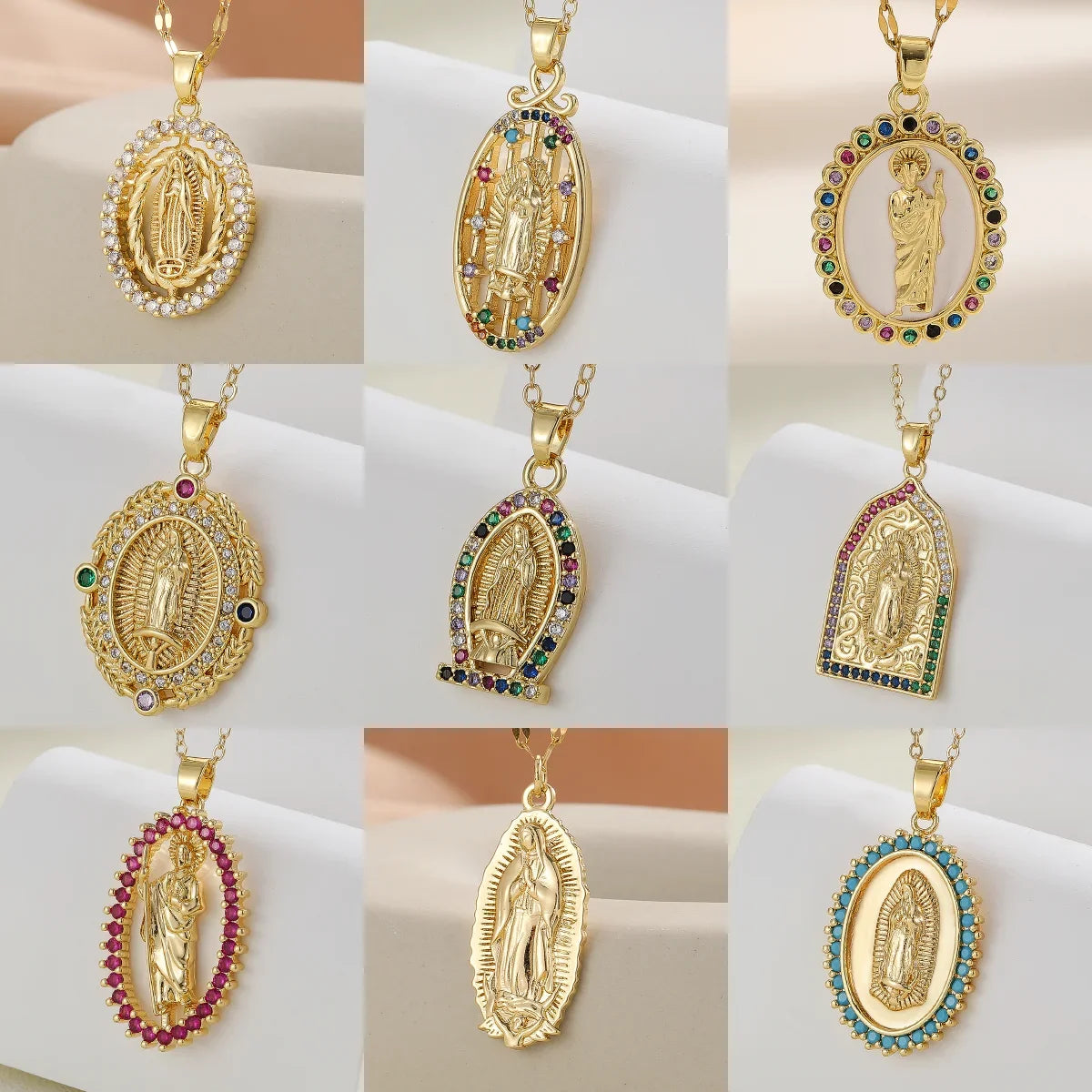 Gold Plated Multicolor CZ Pendant Necklace