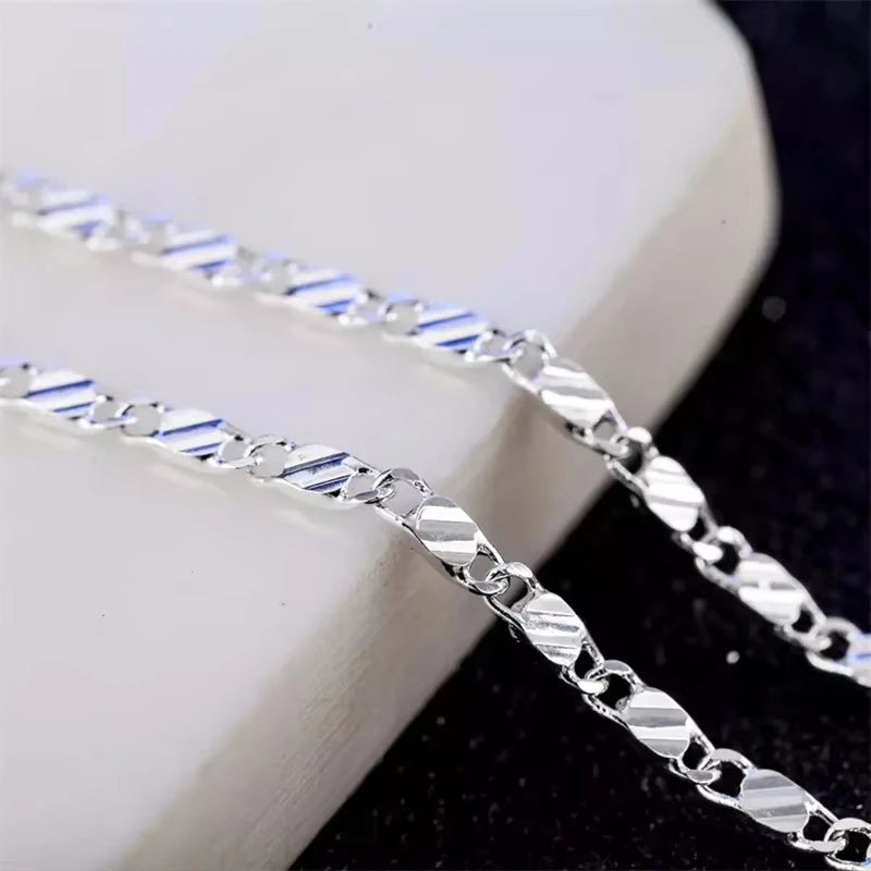 18K Gold 2mm Side Chain Necklace 16–30