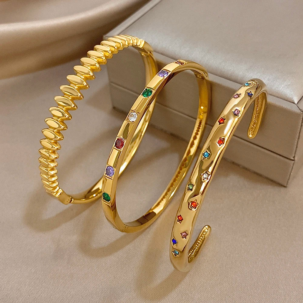 Gold Plated Rhinestone Cuff Bracelet