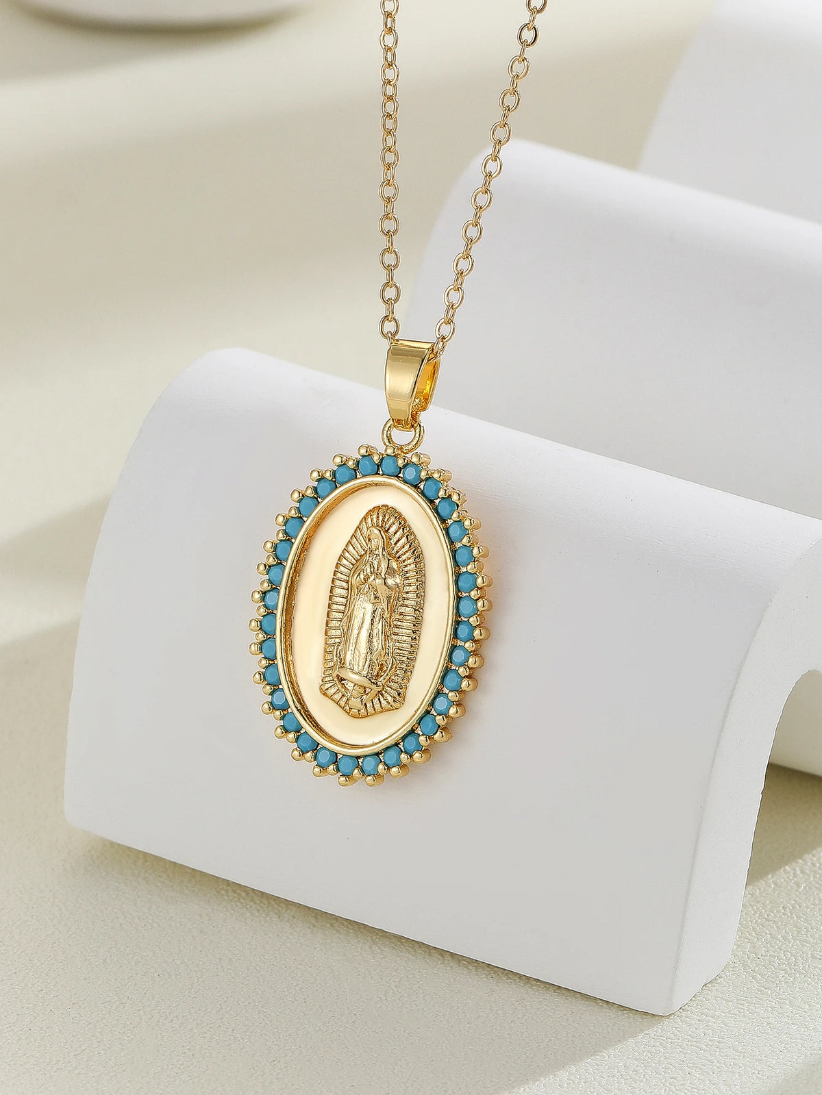 Gold Plated Multicolor CZ Pendant Necklace