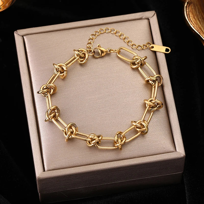 18K Gold-Plated Twisted Stainless Steel Bracelet