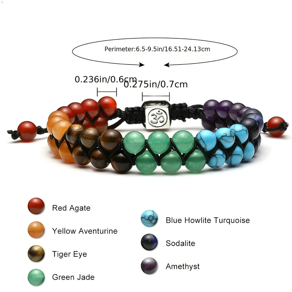 7 Chakra Crystal Bead Bracelet – Adjustable Yoga & Meditation Design