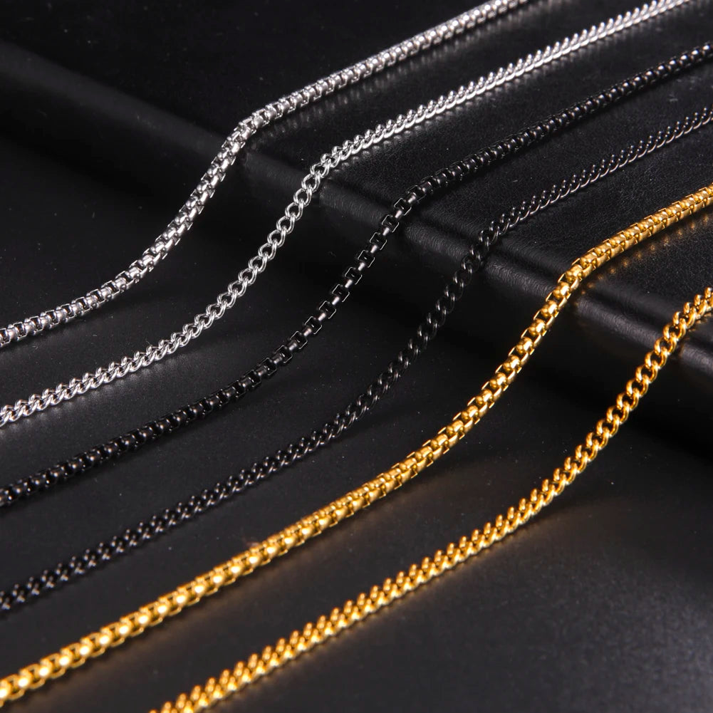 Skyrim 60cm Black Gold Stainless Box Chain