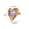 Gold Geometric Heart Zircon Ring for Women