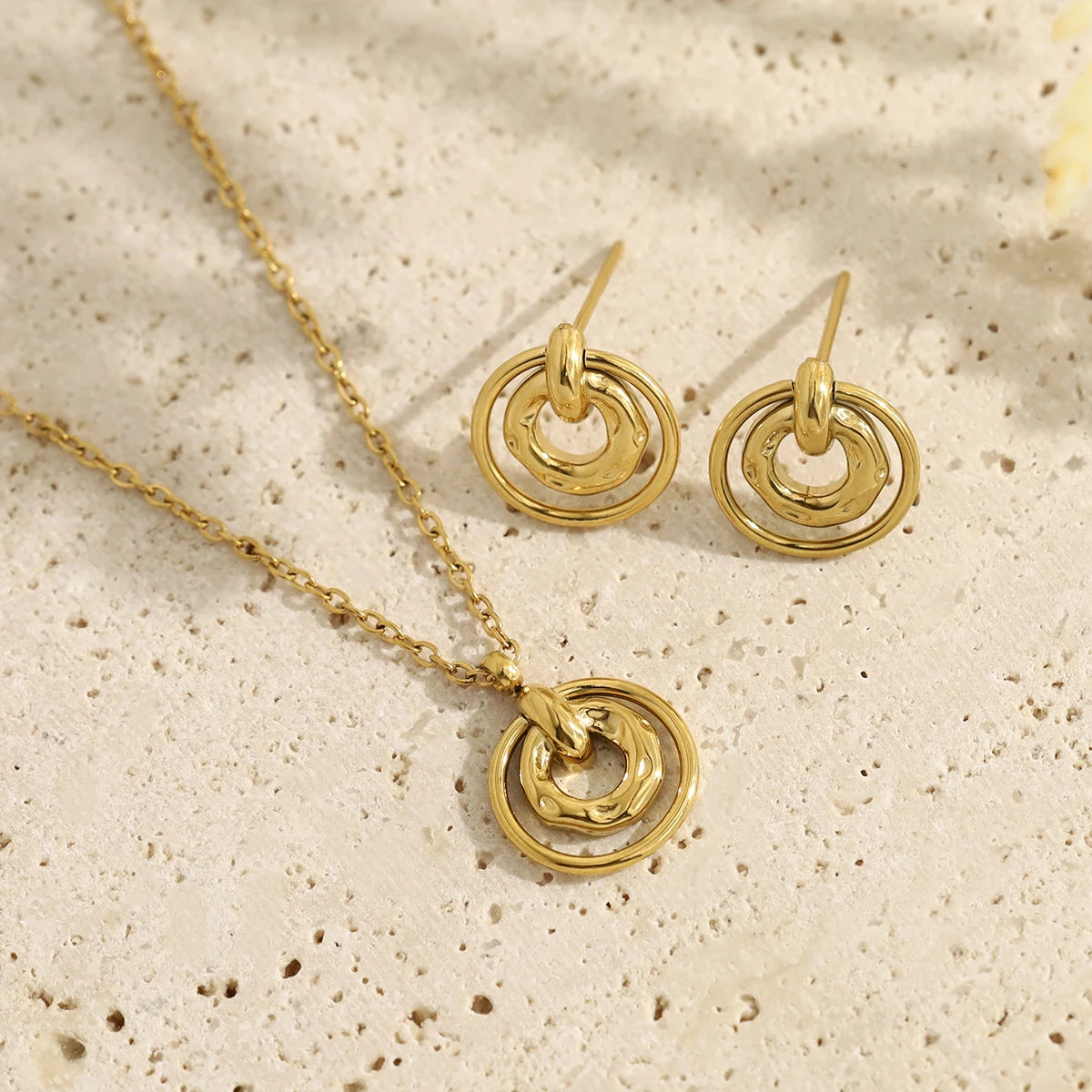 18K Gold-Plated Necklace and Earring Set