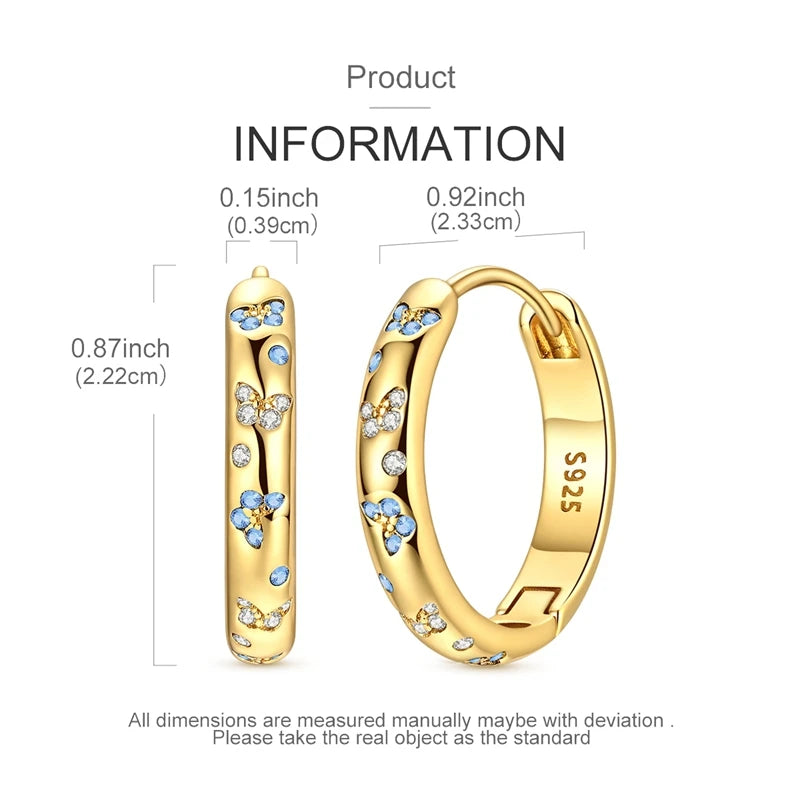 Gold Plated 925 Silver Butterfly Hoop Earrings