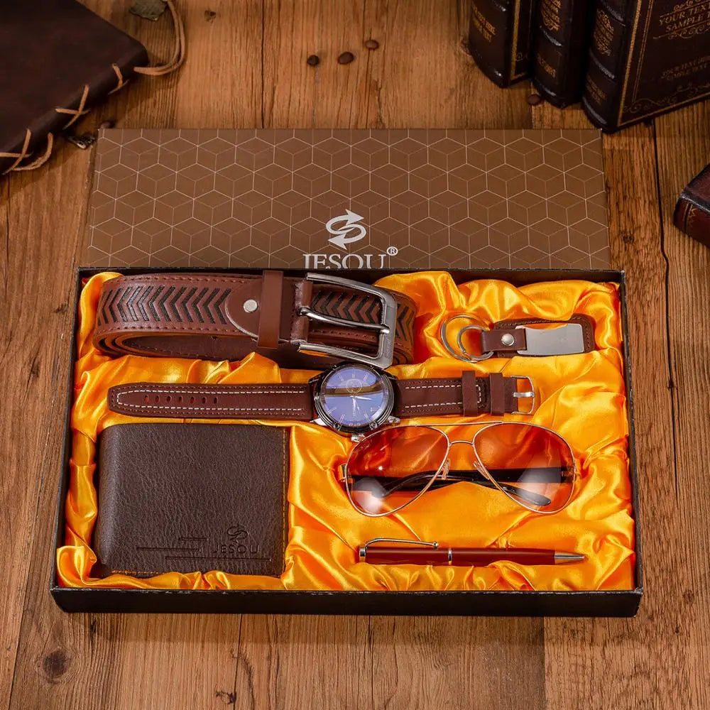 6pcs Men's Watch & Accessories Gift Set