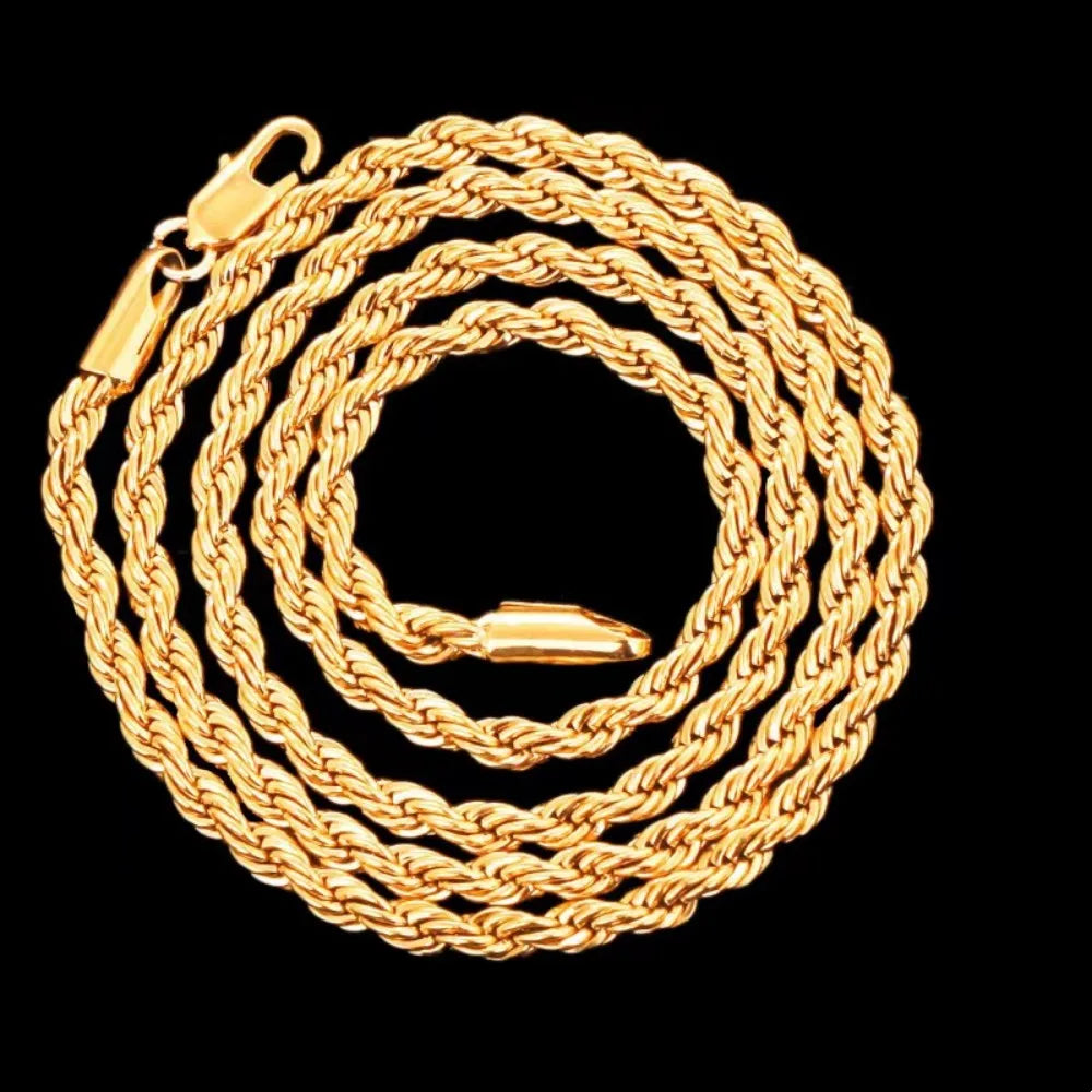 Gold Plated Rope Chain Necklace & Bracelet Set
