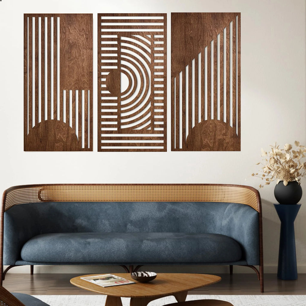 3-Piece Geometric Wooden Wall Art