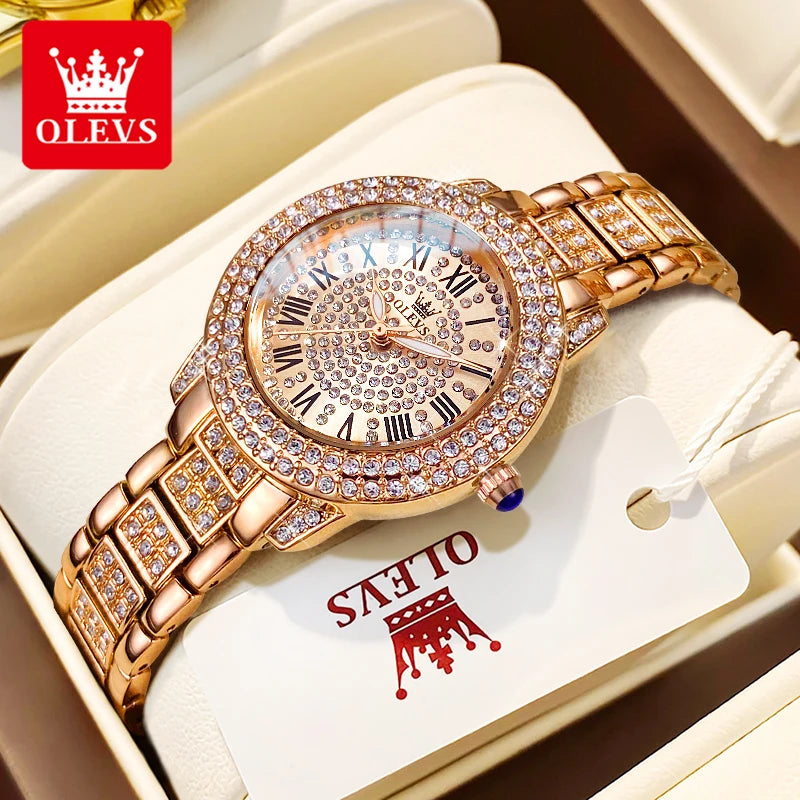 OLEVS 9943 Rose Gold Diamond Ladies Watch