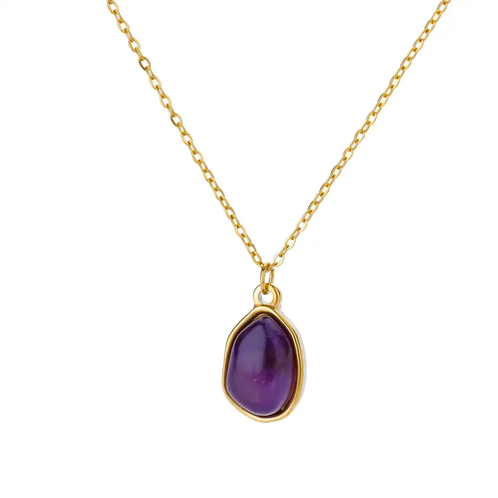 Gold Opal Oval Pendant Necklace for Women
