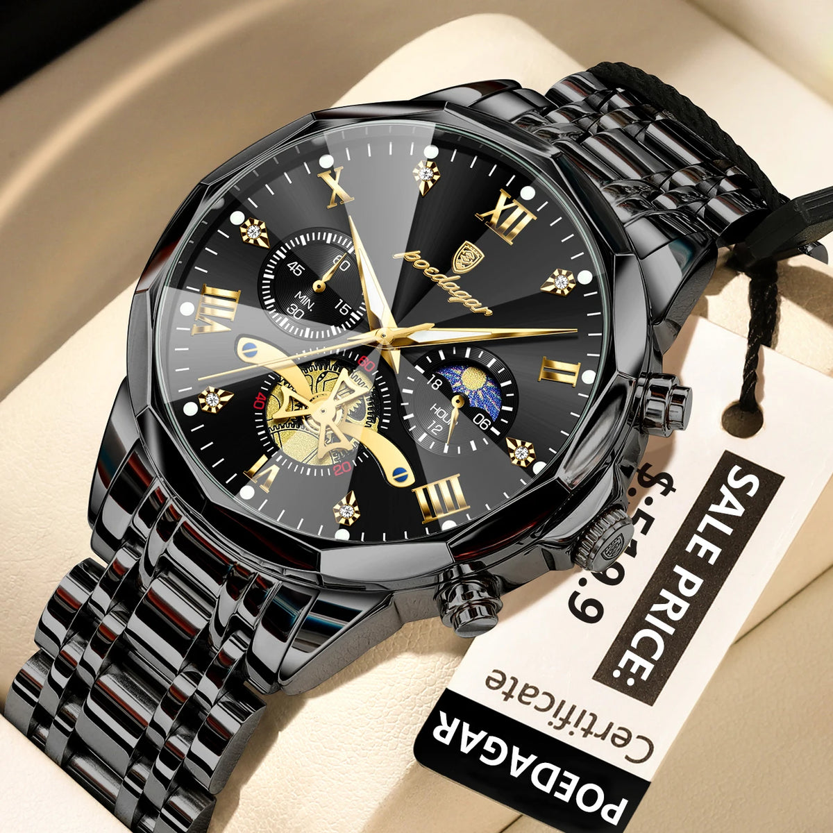 POEDAGAR Luxury Men’s Waterproof Chronograph Watch