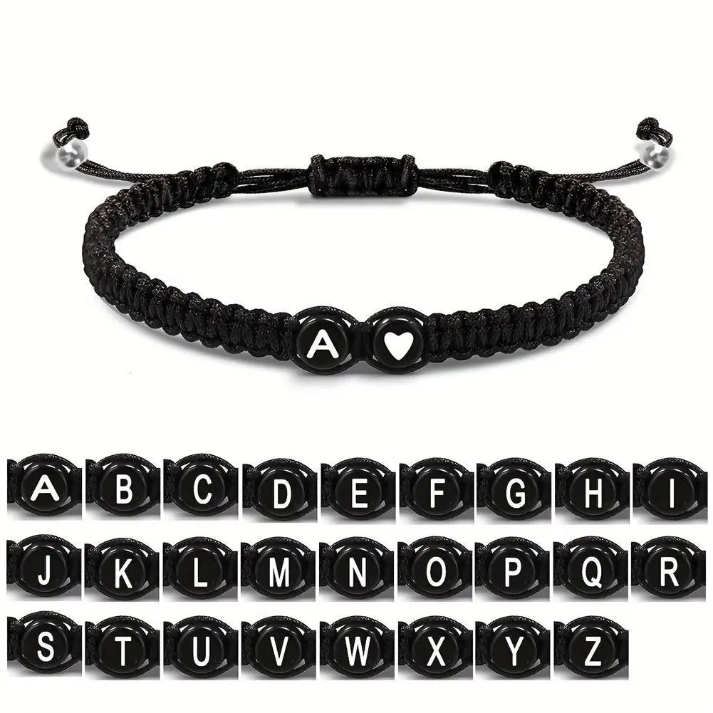 Initial Heart Bracelet – Adjustable A-Z Design for Men & Women