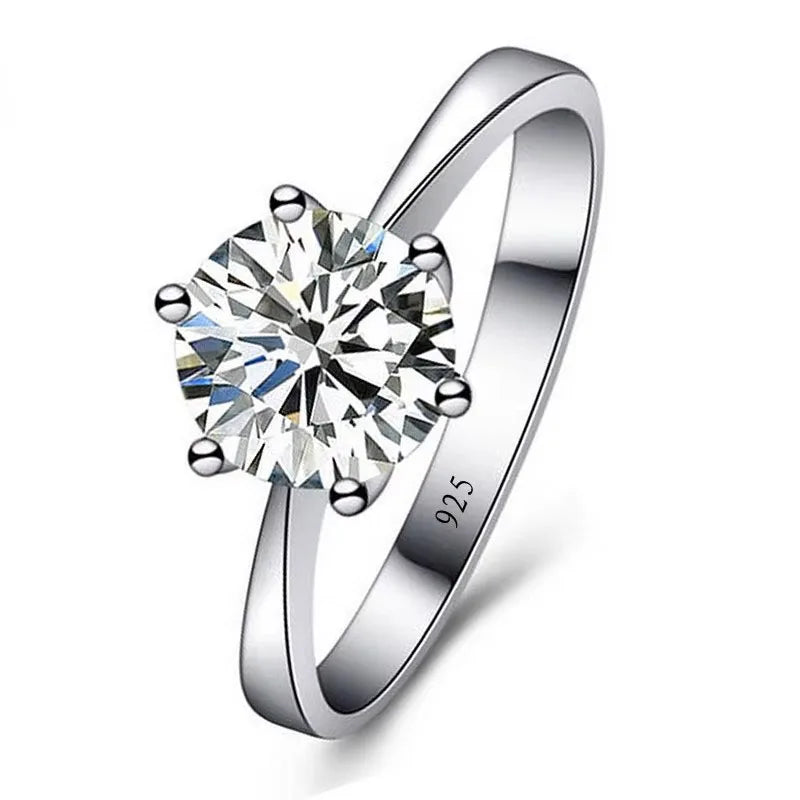S925 Sterling Silver Crystal Wedding Ring