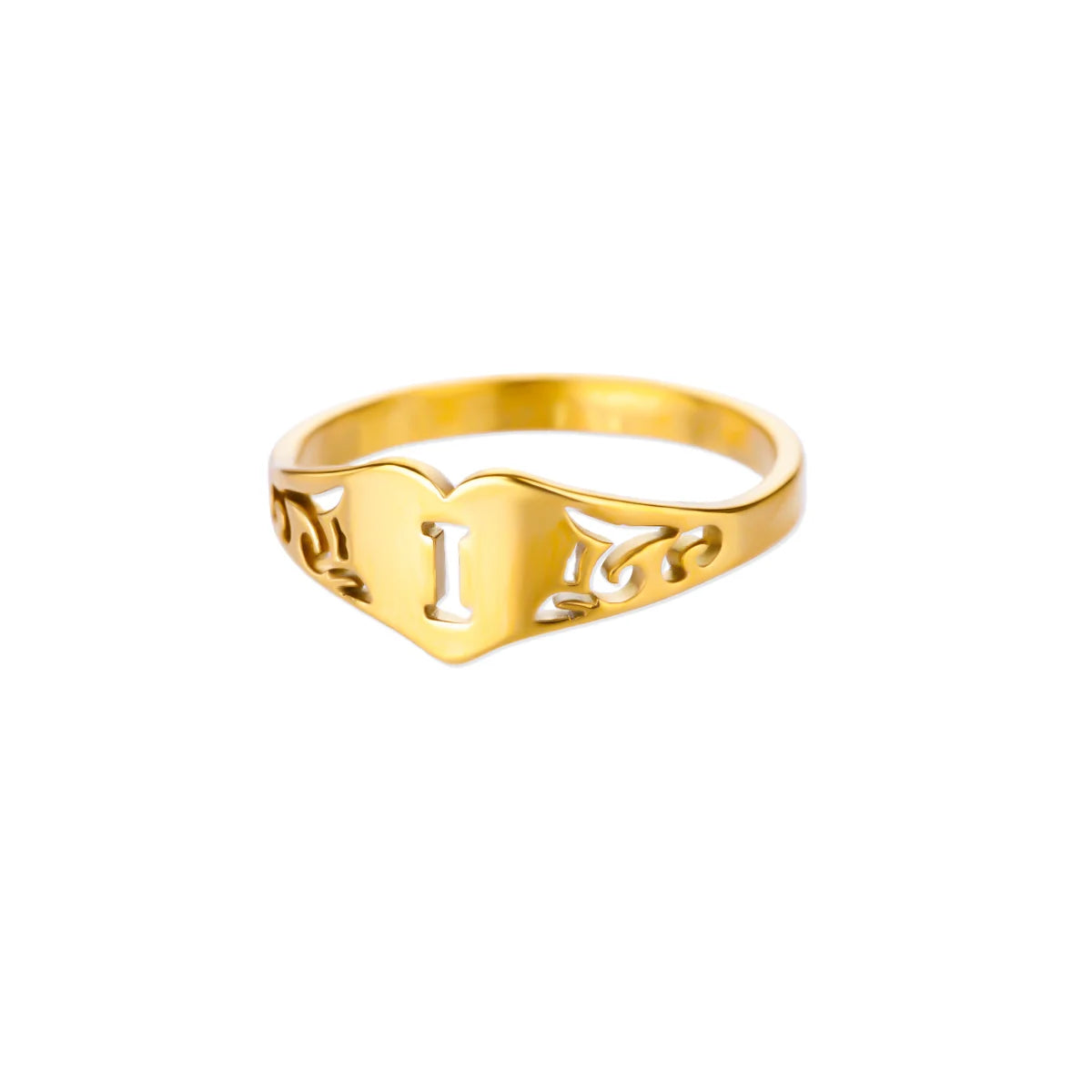 Gold Initial Heart Ring for Women A–Z