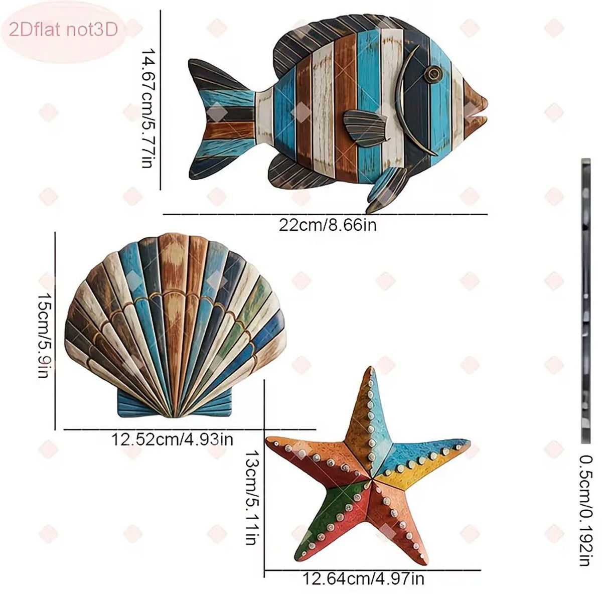 3-Piece Coastal Wooden Wall Decor