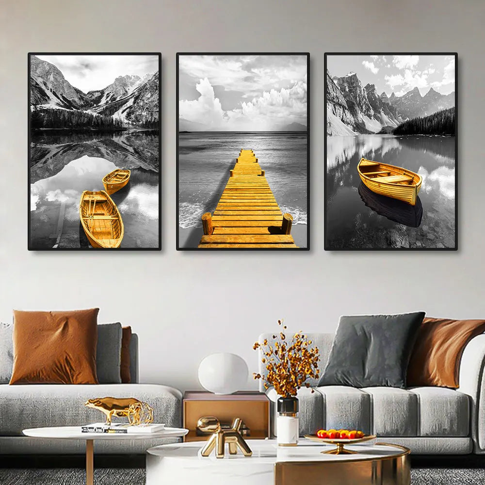 3-Piece Lake Landscape Canvas Wall Art