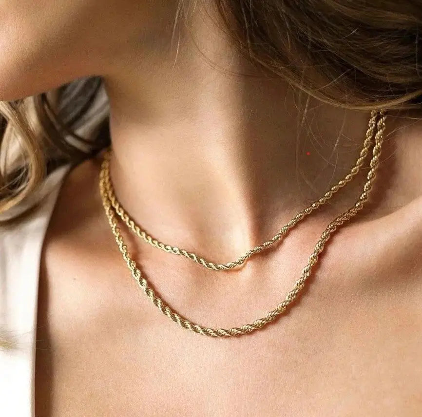 Punk Vintage Gold Rope Chain Necklace