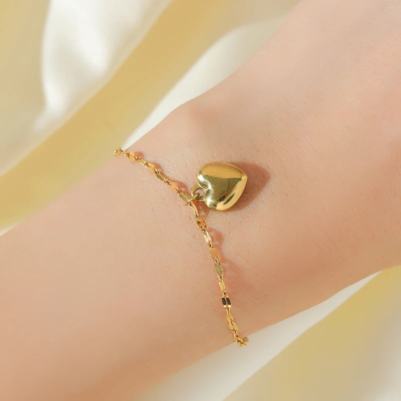 18K Gold-Plated Stainless Steel Heart Jewelry Set