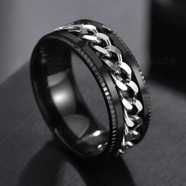 Rotatable Stainless Steel Punk Spinner Ring