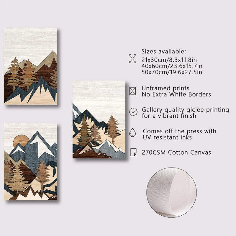 3-Piece Mountain Canvas Wall Art