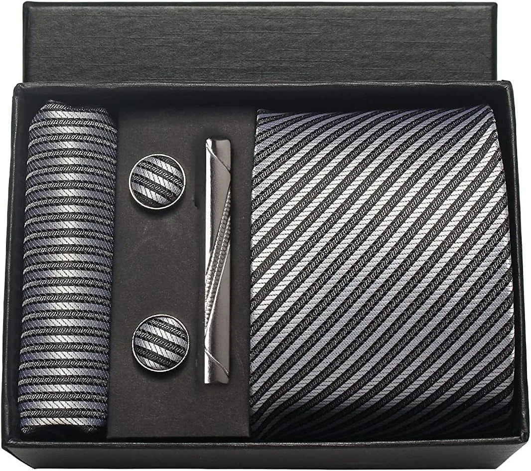 Men’s 100% Silk Tie Set with Gift Box