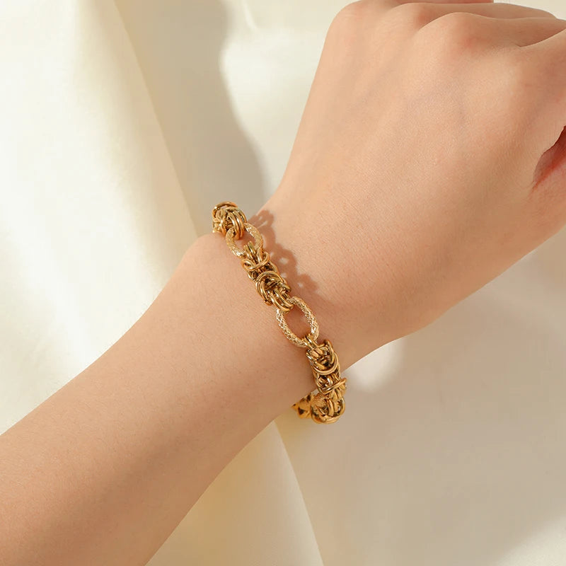 18K Gold-Plated Twisted Stainless Steel Bracelet