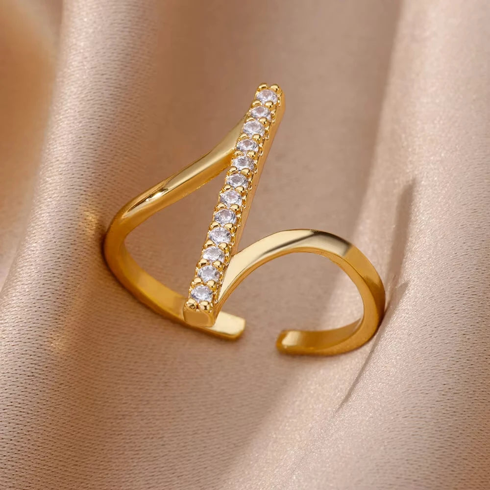 Evil Eye Gold Zircon Adjustable Ring