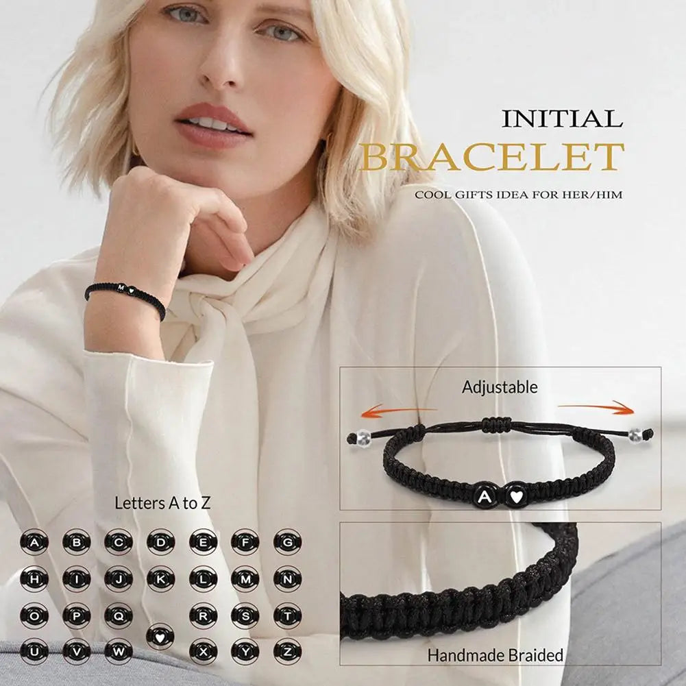 Initial Heart Bracelet – Adjustable A-Z Design for Men & Women