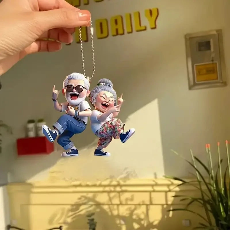 Elderly Couple Acrylic Pendant