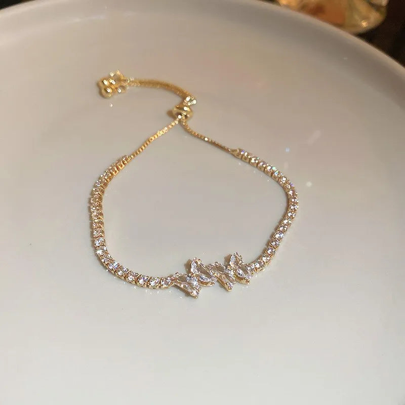 Adjustable Rhinestone Wave Bracelet for Women