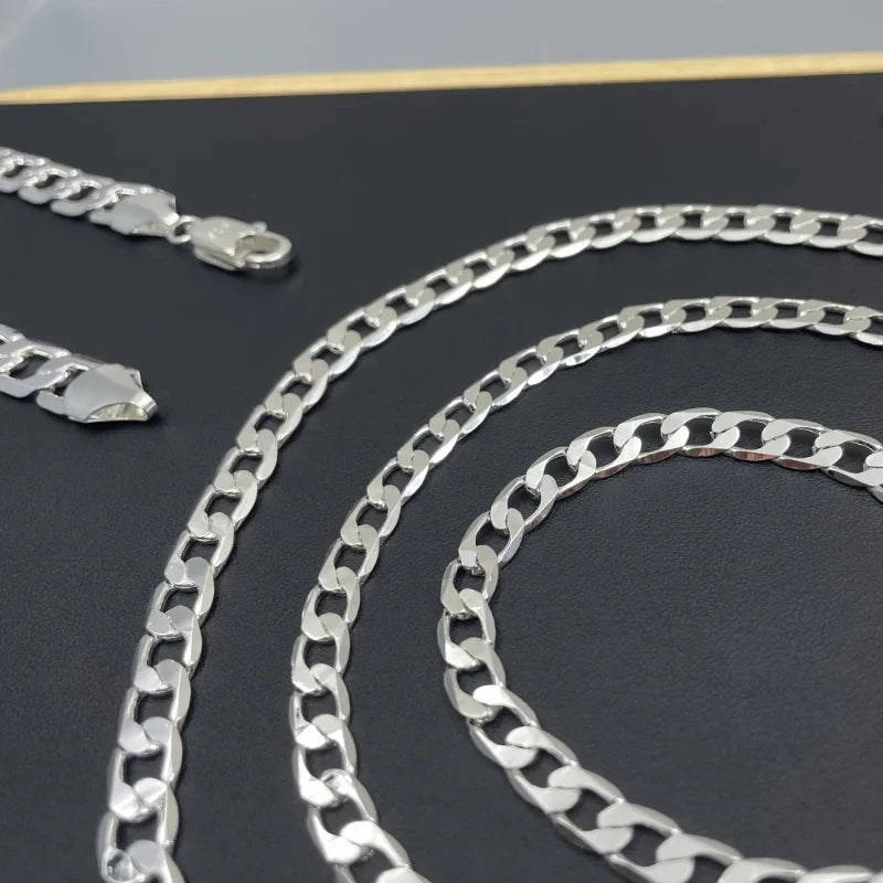 Men's 925 Sterling Silver Face Chain Necklace