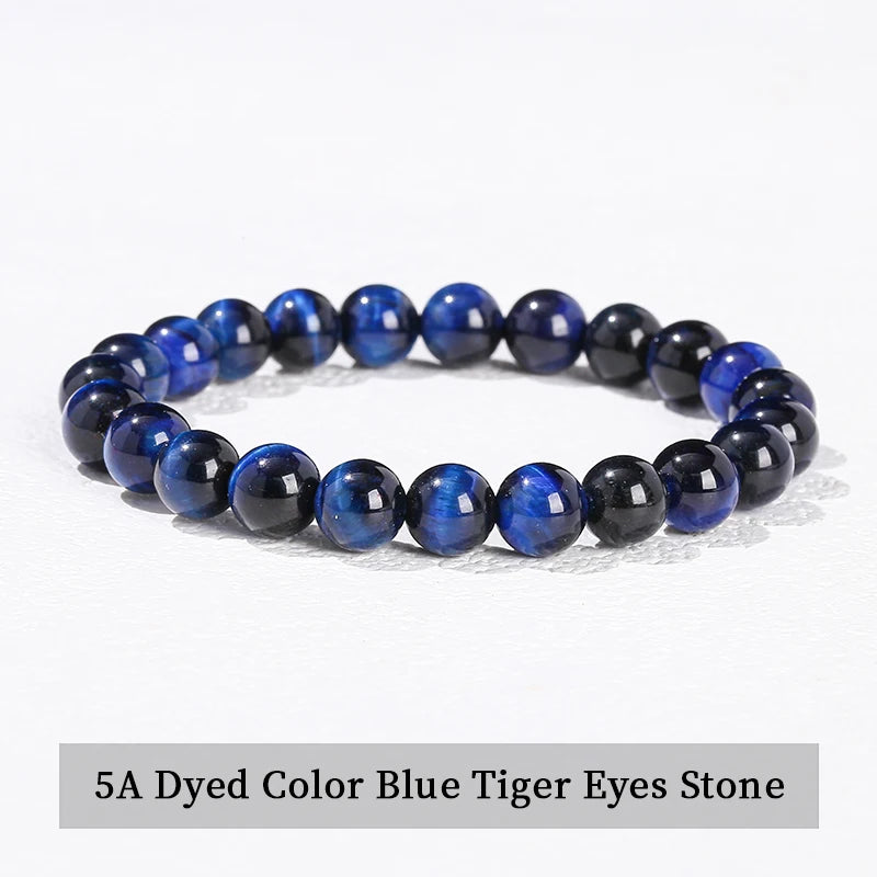 Natural Stone Bead Bracelet – Amethyst, Tiger Eye & Crystal Design for Men & Women
