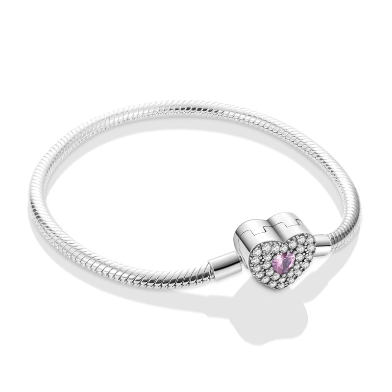 925 Sterling Silver Love Heart & Butterfly Charm Bracelet – 17-20cm