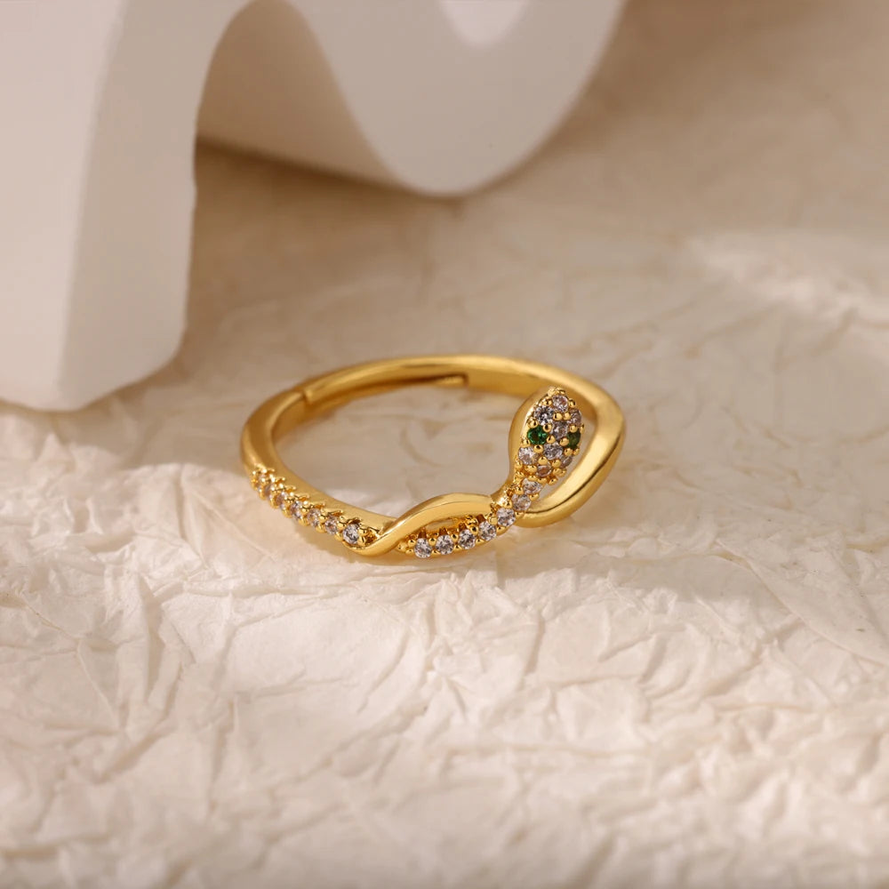 Evil Eye Gold Zircon Adjustable Ring