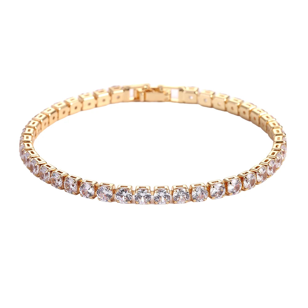 4mm Cubic Zirconia Tennis Bracelet – Elegant Gold & Silver Design