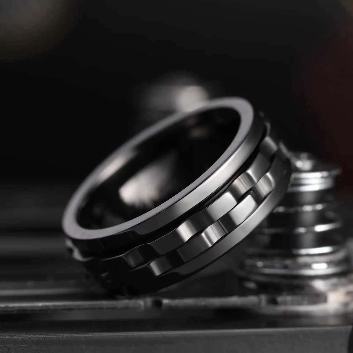 Men’s Titanium Steel Gear Spinner Ring
