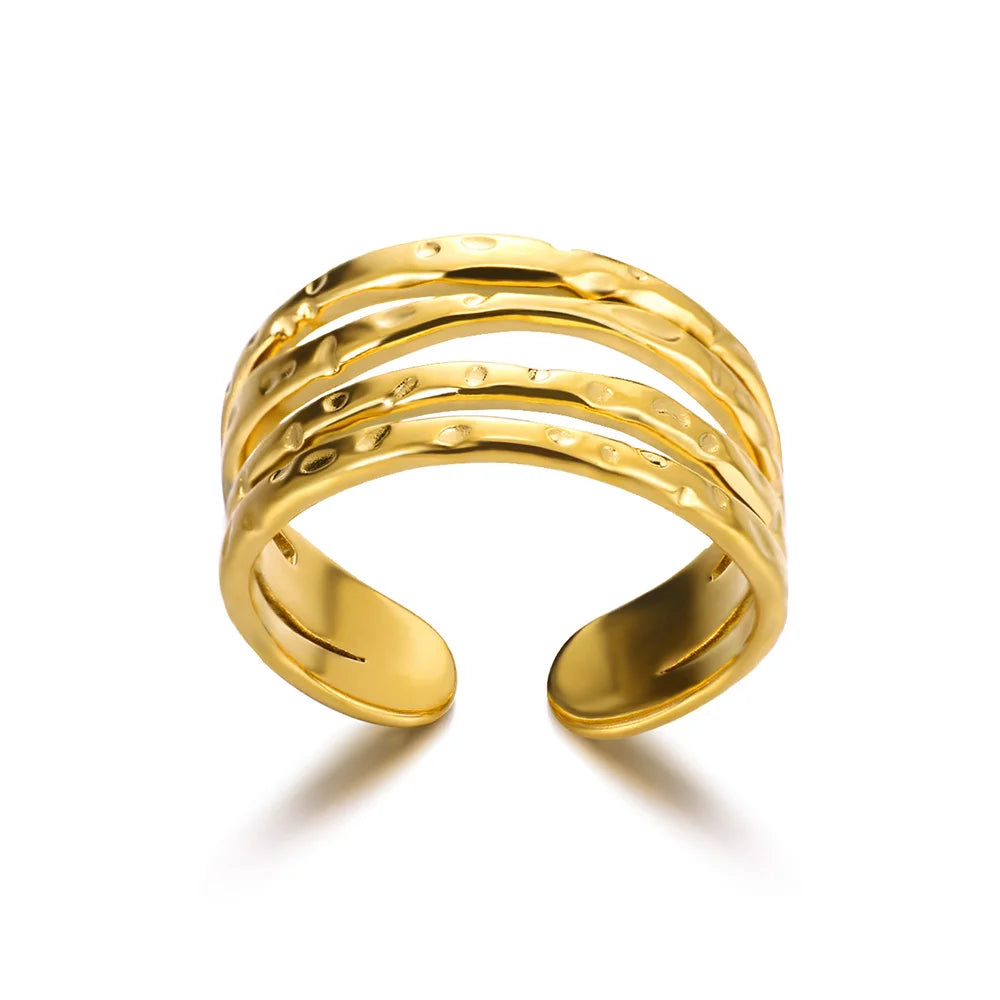 Gold Geometric 316L Stainless Steel Ring