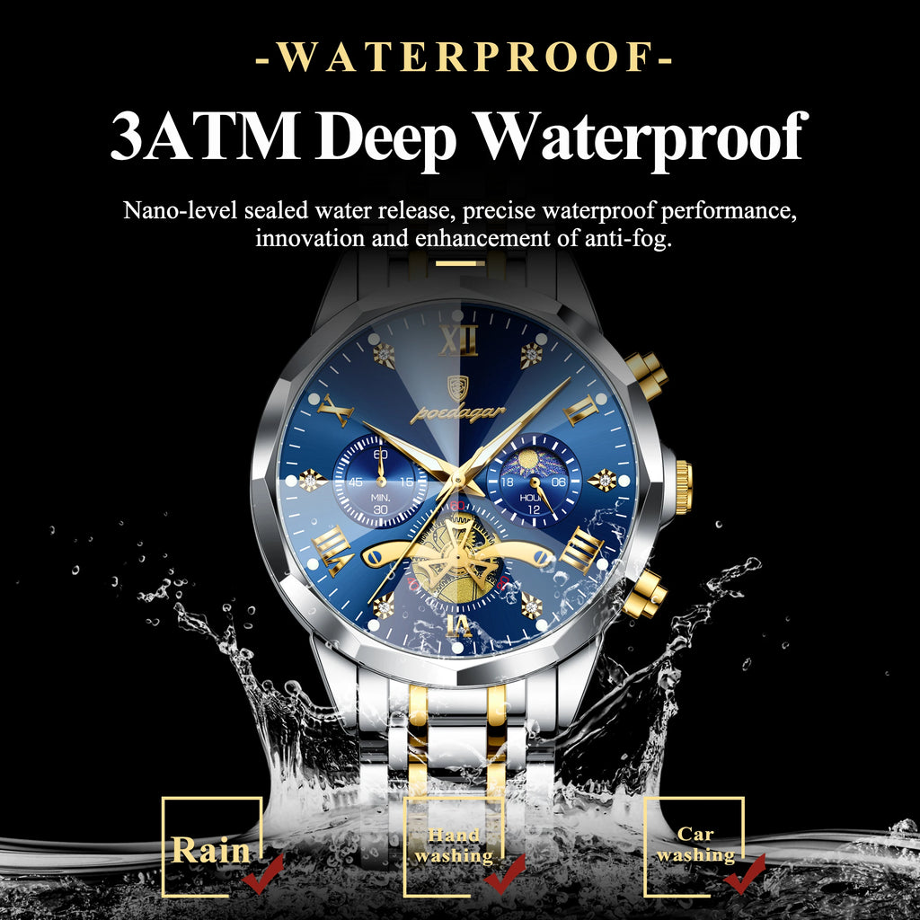 POEDAGAR Luxury Men’s Waterproof Chronograph Watch