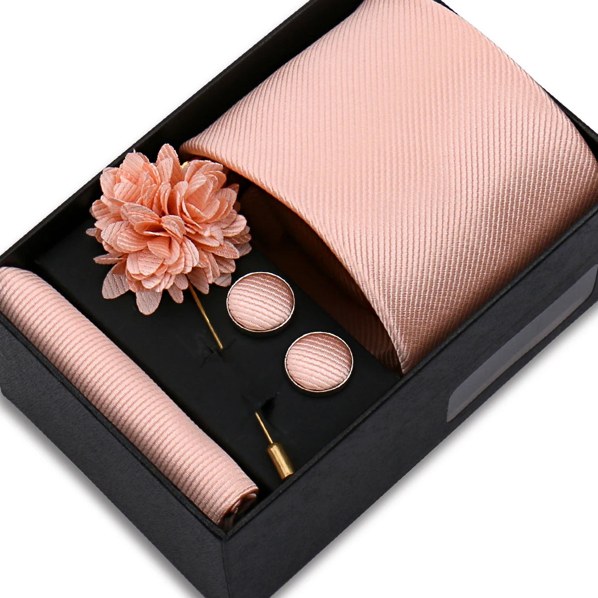 Men’s Solid Color Tie & Accessories Set