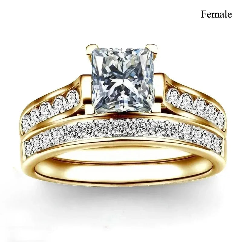 Romantic Red Rhinestone Celtic Dragon Ring Set